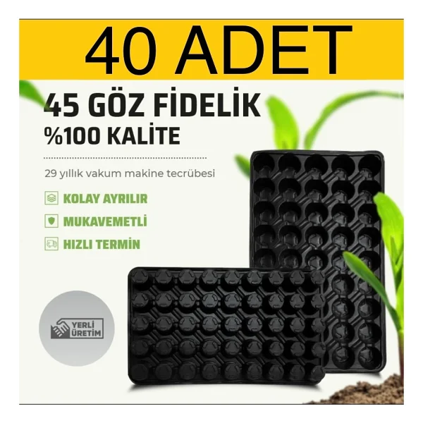 Karaoğlu Vakum Ambalaj 15 Adet 45 Göz Fide Viyol Fide Altlığı Fide Viyolü Fidelik - Siyah - Görsel 8