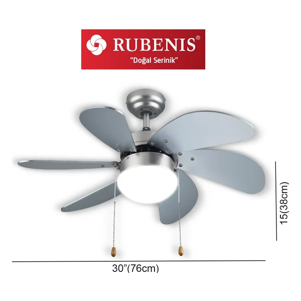 Rubenis Rbt306 Slv Gümüş Aydınlatmalı Tavan Vantilatörü - Görsel 5
