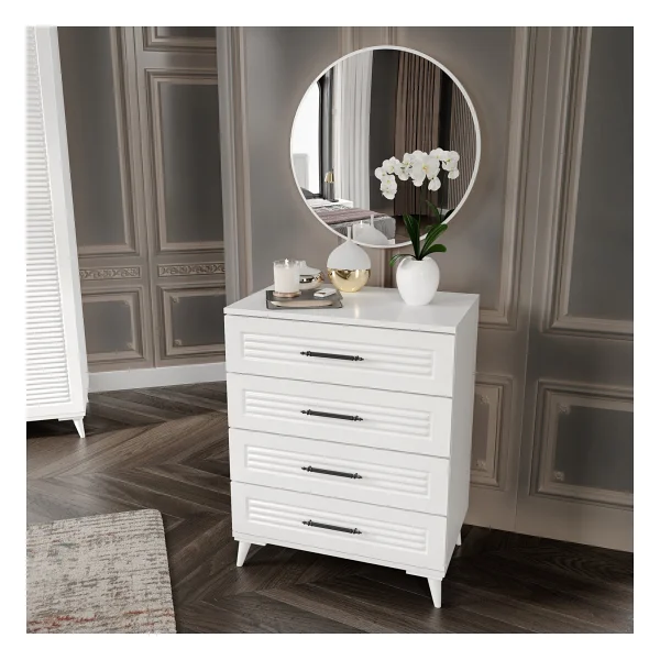 Guneystore Ücretsiz Montaj - %100 Mdf Paris 6 Kapaklı Beyaz Yatak Odası Takımı Bazalı - Görsel 3