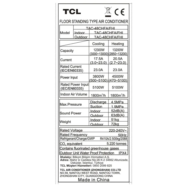 Tcl Tac-48chfa/Fhı 48000 Btu Inverter Salon Tipi Klima - Görsel 2