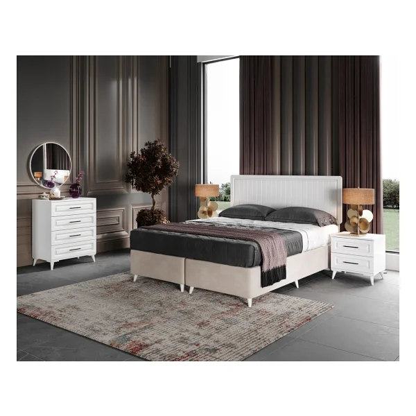 Guneystore Ücretsiz Montaj - %100 Mdf Gözde 6 Kapaklı Beyaz Yatak Odası Takımı - Görsel 2