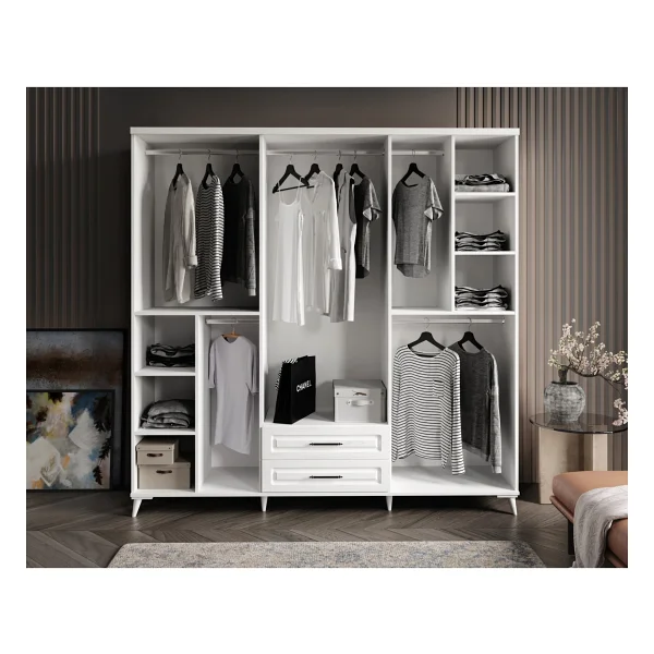 Guneystore Ücretsiz Montaj - %100 Mdf Gözde 6 Kapaklı Beyaz Yatak Odası Takımı - Görsel 4