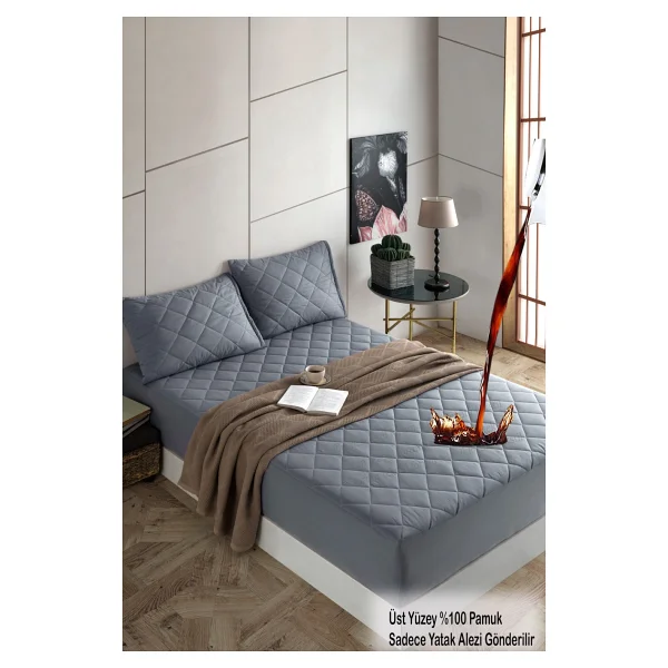 Formeya Pamukkale Alez Set Pembe % 100 Pamuk Kapitone Sıvı Geçirmez Alez Ve Yastık Koruyucu Set - 90 X 200 Cm - Görsel 7