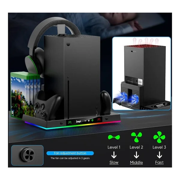 Xbox Series X Fanlı Stand - Rgbli Xbox Şarj İstasyonu Oyun Ve Konsol Standı - Görsel 2