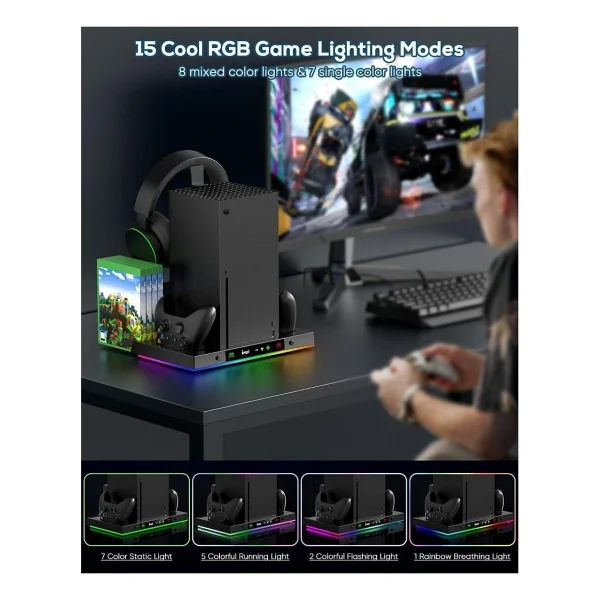 Xbox Series X Fanlı Stand - Rgbli Xbox Şarj İstasyonu Oyun Ve Konsol Standı - Görsel 4