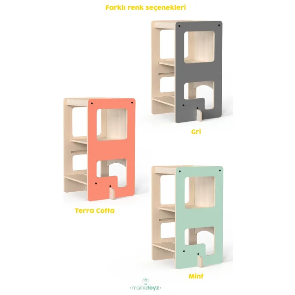 Mamatoyz Öğrenme Kulesi Flip Natural 3'ü 1 Arada & Aktivite Masası & Yazı Tahtası - Doğal Ahşap Cilalı Banyo Ve Mutfak Yükselticisi - Naturel Ahşap - Görsel 8