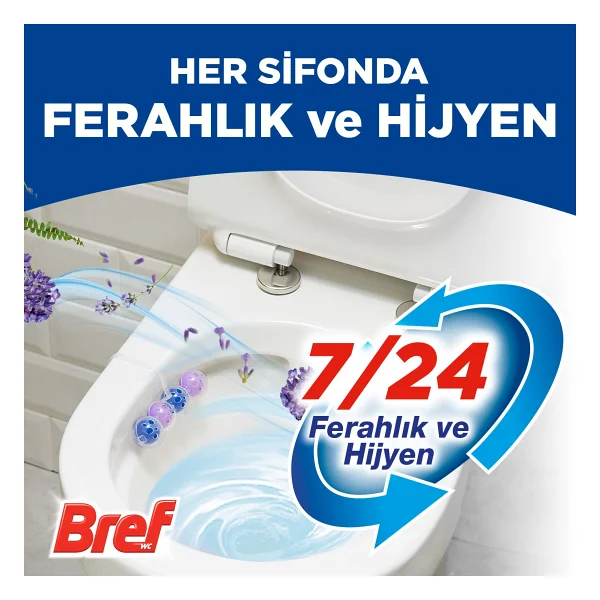 Bref Wc Power Active Lavanta Kir&Kireç Önleyici & Koku Giderici Katı Klozet Temizleme Topu - Görsel 3