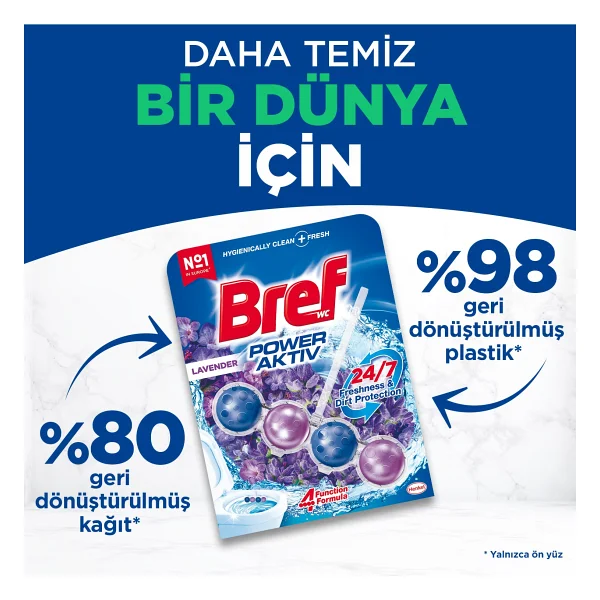 Bref Wc Power Active Lavanta Kir&Kireç Önleyici & Koku Giderici Katı Klozet Temizleme Topu - Görsel 4