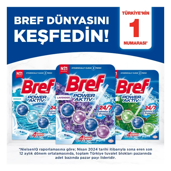 Bref Wc Power Active Lavanta Kir&Kireç Önleyici & Koku Giderici Katı Klozet Temizleme Topu - Görsel 8