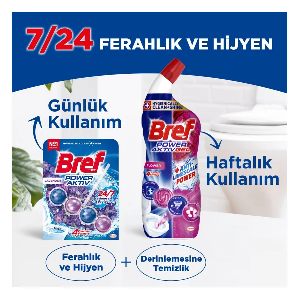Bref Wc Power Active Lavanta Kir&Kireç Önleyici & Koku Giderici Katı Klozet Temizleme Topu - Görsel 9
