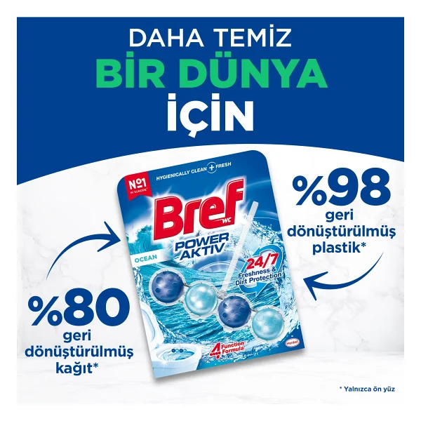 Bref Wc Power Active Okyanus Kir&Kireç Önleyici & Koku Giderici Katı Klozet Temizleme Topu - Görsel 4