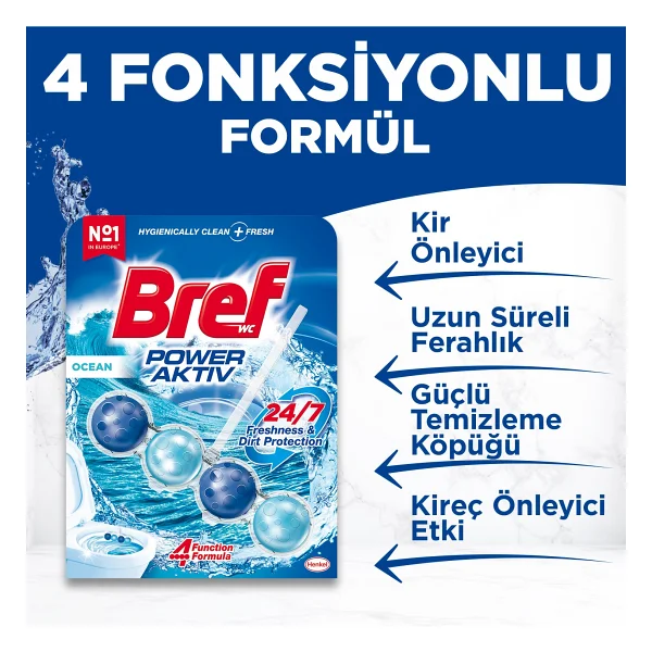 Bref Wc Power Active Okyanus Kir&Kireç Önleyici & Koku Giderici Katı Klozet Temizleme Topu - Görsel 7