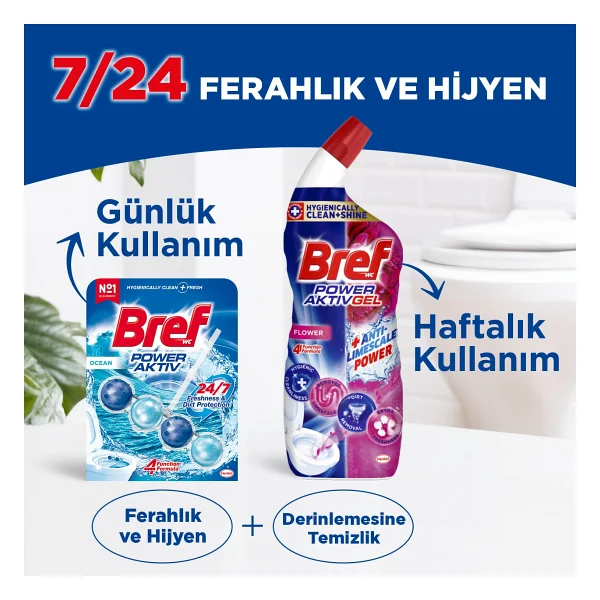 Bref Wc Power Active Okyanus Kir&Kireç Önleyici & Koku Giderici Katı Klozet Temizleme Topu - Görsel 8