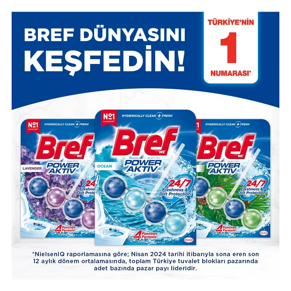 Bref Wc Power Active Okyanus Kir&Kireç Önleyici & Koku Giderici Katı Klozet Temizleme Topu - Görsel 9