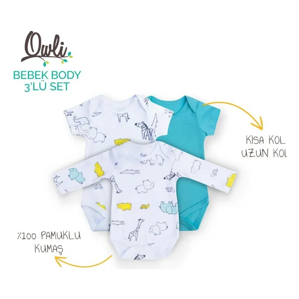 Owli Bebek Body Uzun Kol Zoo Zoo - Görsel 2