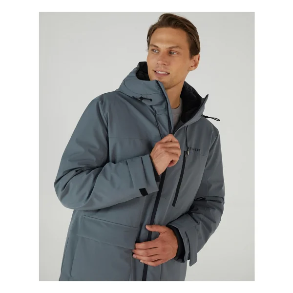Skechers M Outerwear Coated Jacket Erkek Gri Mont S242049-003 - XL - Görsel 3