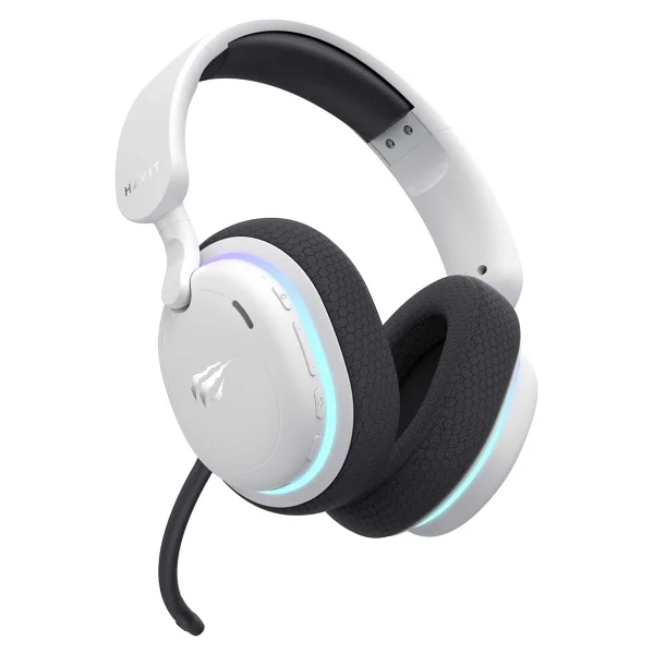 Havit Gamenote Fuxi-H7 Beyaz RGB USB Kablolu/Kablosuz Kulak Üstü Oyuncu Kulaklığı - Görsel 4
