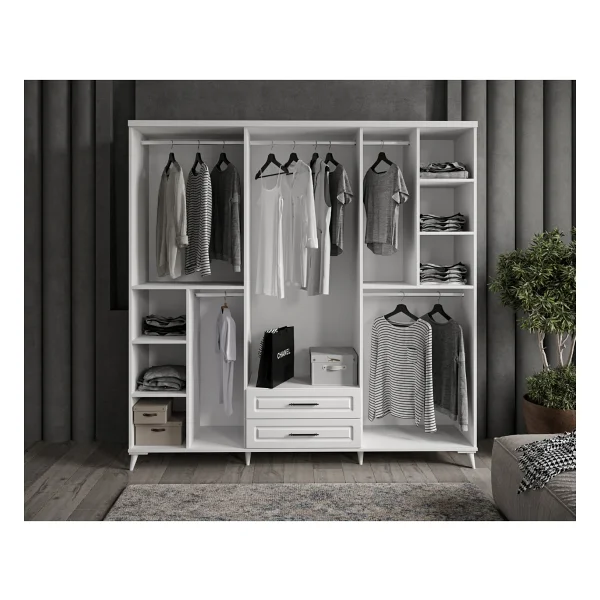 Guneystore Ücretsiz Montaj - %100 Mdf Sanat 6 Kapaklı Komple Mdf Beyaz Yatak Odası Takımı - Görsel 4