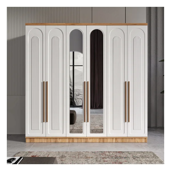 Guneystore Ücretsiz Montaj %100 Mdf Flora Komple Mdf Atlantik Çam- Beyaz Yatak Odası Takımı - Atlantik Çam - Beyaz - Görsel 3
