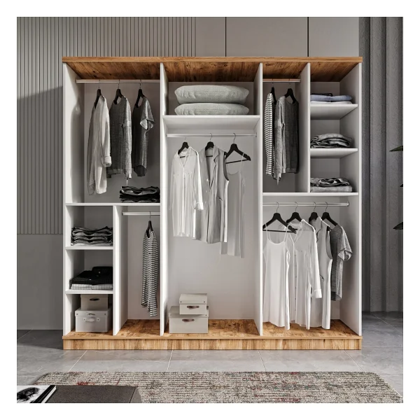Guneystore Ücretsiz Montaj %100 Mdf Flora Komple Mdf Atlantik Çam- Beyaz Yatak Odası Takımı - Atlantik Çam - Beyaz - Görsel 4