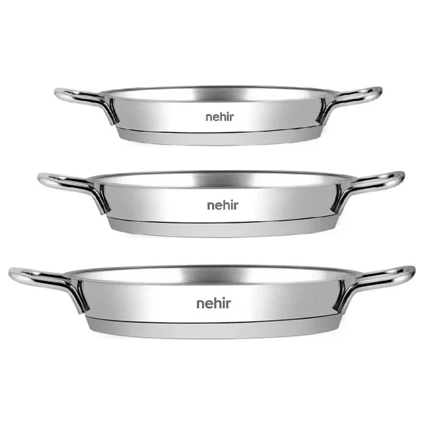 Nehir Silver 16-18-20 Cm 3'lü Çelik Yumurta Sahan Seti - Görsel 6
