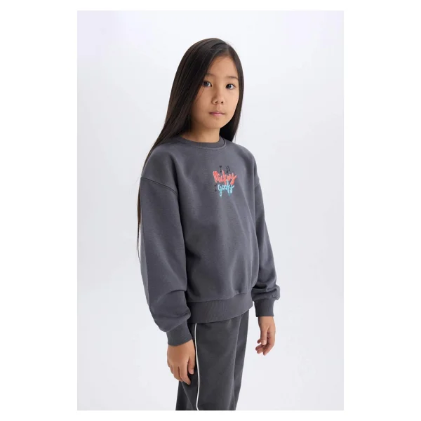 Defacto Kız Çocuk Disney Mickey Mouse &Friends Oversize Geniş Kalıp Kapüşonlu Sırt Baskılı Sweatshirt D4378a824wn - 13 - 14 Yaş - Antrasit-Ar148 - Görsel 5