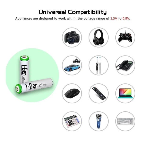 I-Gen Batteries 1.2 V 900 mAh 4'lü Şarjlı Aaa İnce Kalem Pil - Görsel 5