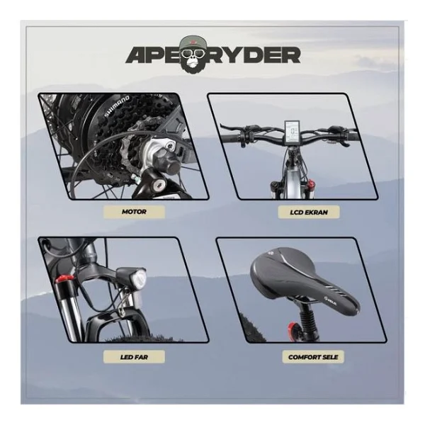 Ape Ryder Buffalo-F 250 W Orta Süspansiyonlu Elektrikli Bisiklet - Görsel 3