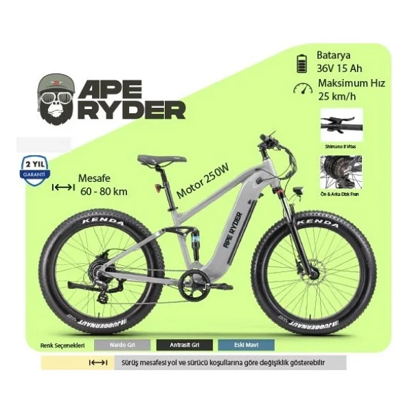 Ape Ryder Buffalo-F 250 W Orta Süspansiyonlu Elektrikli Bisiklet - Görsel 4