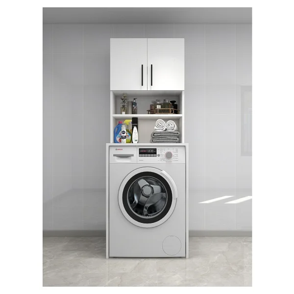 Papatya Çamaşır Makinesi Dolabı, Banyo Dolabı, 4 Raflı, Kapaklı, - Görsel 2