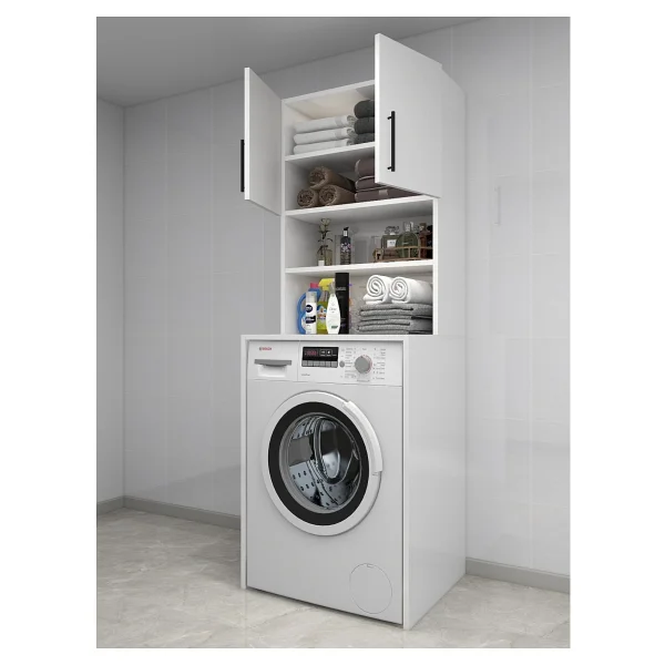 Papatya Çamaşır Makinesi Dolabı, Banyo Dolabı, 4 Raflı, Kapaklı, - Görsel 3