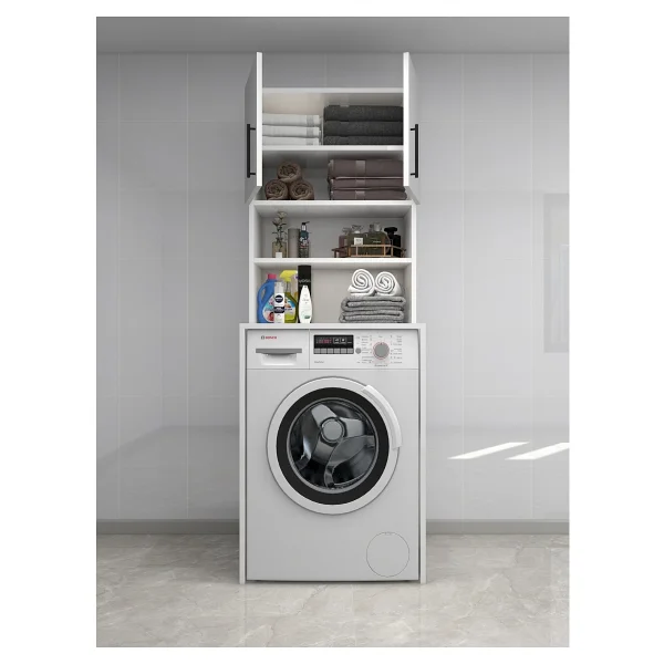 Papatya Çamaşır Makinesi Dolabı, Banyo Dolabı, 4 Raflı, Kapaklı, - Görsel 4