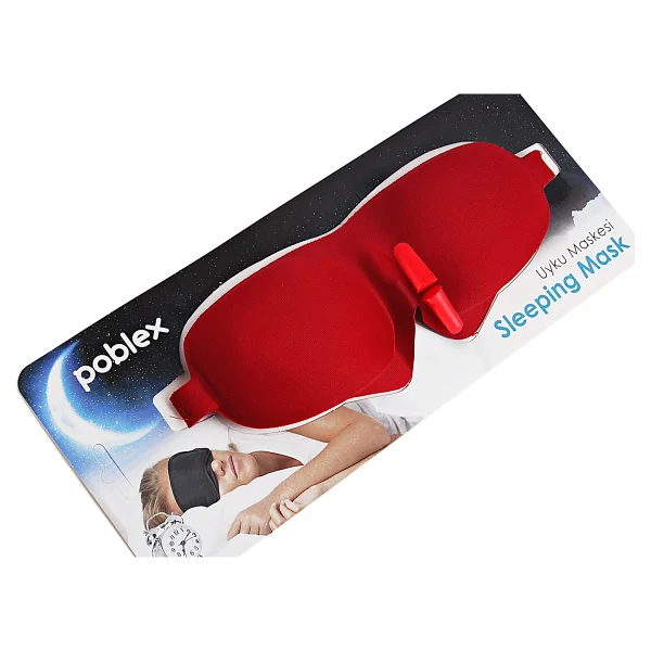 Poblex Uyku Maskesi 3d Kırmızı + Köpük Kulak Tıkacı - Görsel 2