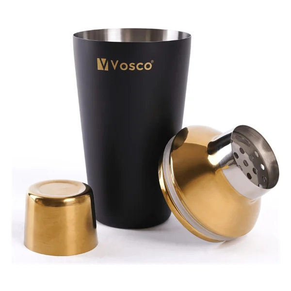 Vosco 3 Parça Paslanmaz Çelik Kokteyl Shaker Seti (Gold) - Görsel 3