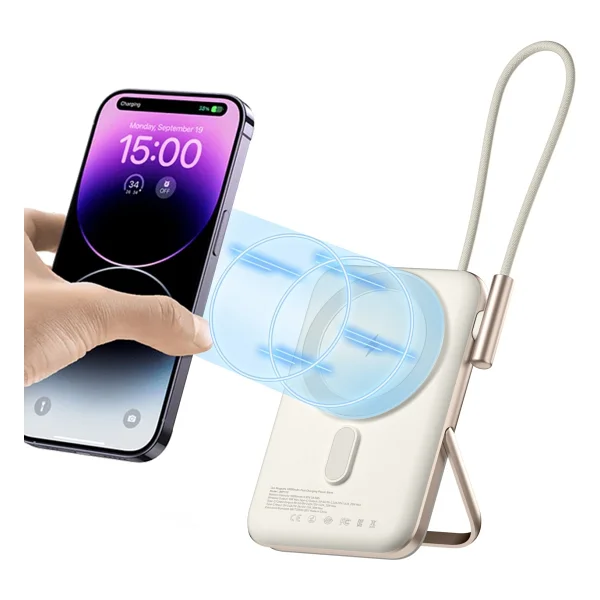 Juo Magsafe Powerbank 10000mah Standlı 20w Dahili Type-C Kablolu Taşınabilir Hızlı Şarj Cihazı Beyaz - Görsel 3