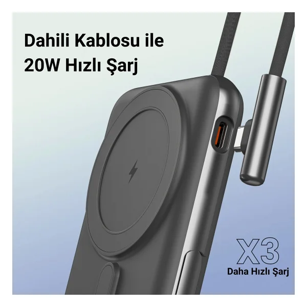 Juo Jmp710-B Siyah 20 W 10000 mAh Hızlı Şarj Magsafe Powerbank - Görsel 4
