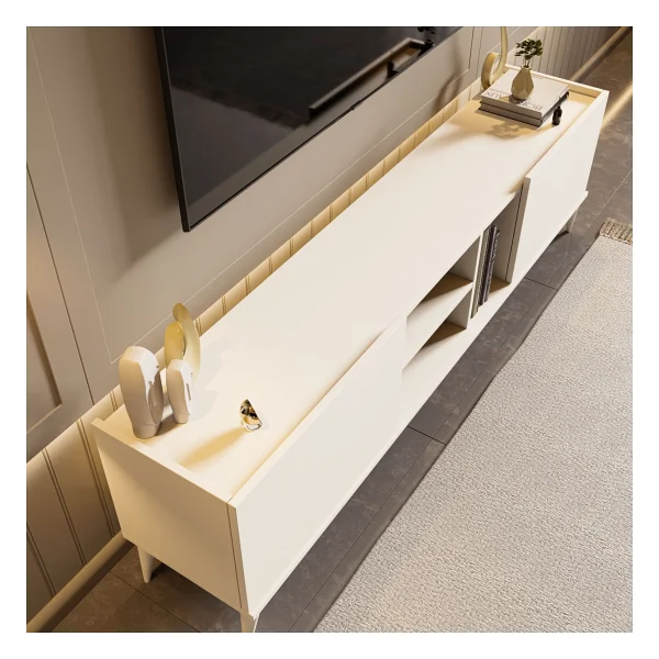 Mezza 1320 Elegante 180 Cm Beyaz TV Ünitesi Modern Tasarım Ve Suntalam Malzeme İle - Görsel 5