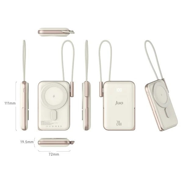 Juo Magsafe Powerbank 10000mah Standlı 20w Dahili Type-C Kablolu Taşınabilir Hızlı Şarj Cihazı Beyaz - Görsel 8