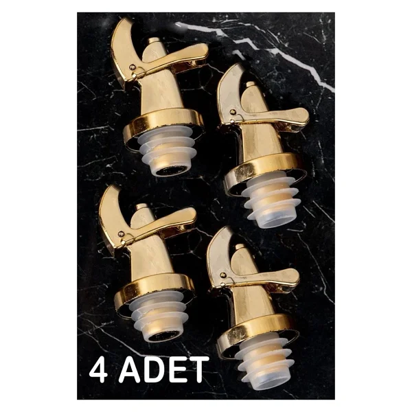 4 Adet Damlatmaz Yağdanlıklık Sirkelik Şişe Ucu Kapağı Tıpası Gold - Görsel 3