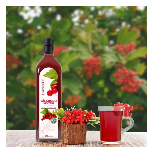 Hanzade Bitkisel Gilaburu Suyu Nektarı 1 Litre X 2 Adet Şeker Ilavesiz Cam Şişe - 2 Lt - Görsel 4