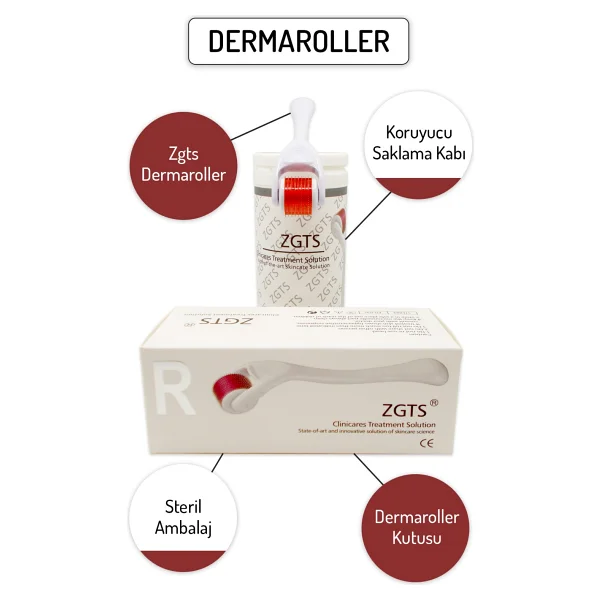 Zgts Red Dermaroller Ultra Titanyum 540 Iğneli Derma Roller - Beyaz - 0.25 Mm - Görsel 2