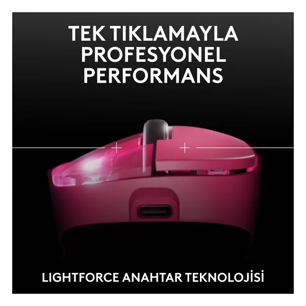 Logitech G Pro X Superlight 2 Dex 910-007374 Pembe Lightspeed Hero Şarjlı Optik Kablosuz Oyuncu Mouse - Görsel 3