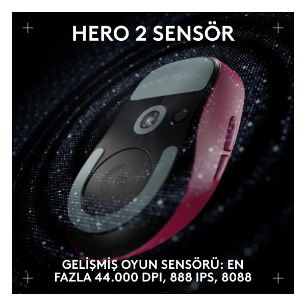 Logitech G Pro X Superlight 2 Dex 910-007374 Pembe Lightspeed Hero Şarjlı Optik Kablosuz Oyuncu Mouse - Görsel 5