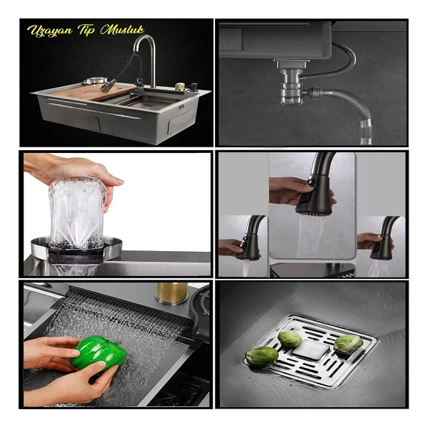Home Shop Akıllı Eviye Seti - Full Aksesuarlı - Uzatılabilir Musluk - Görsel 5