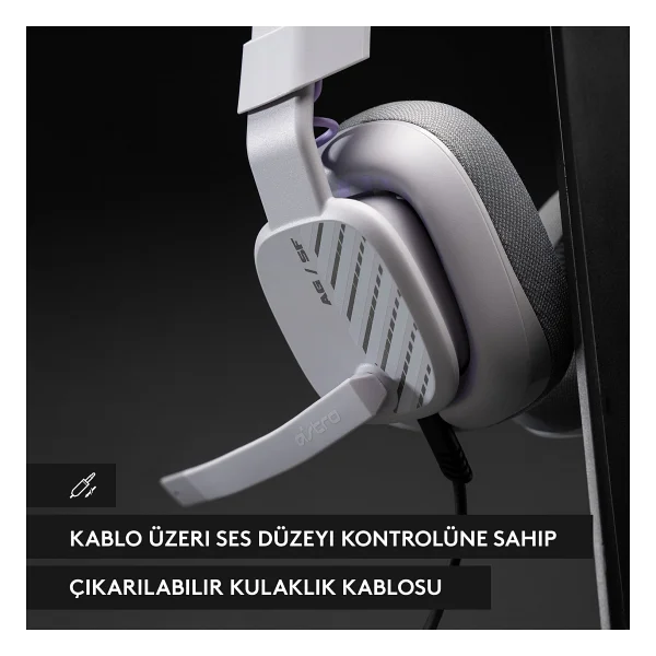 Logitech Astro A10 Flexible Kablolu Mikrofonlu Gri Kulak Üstü Oyuncu Kulaklığı - Görsel 2