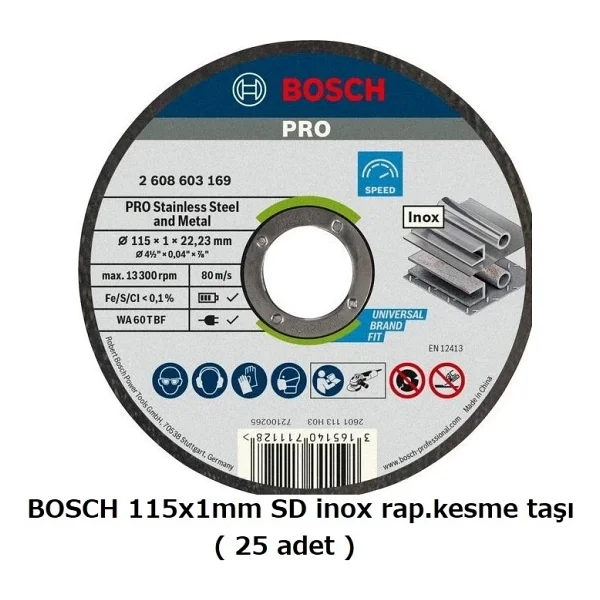 Bosch 115x1mm Sd İnox Rap.Kesme Taşı ( 25 Adet ) - Görsel 7