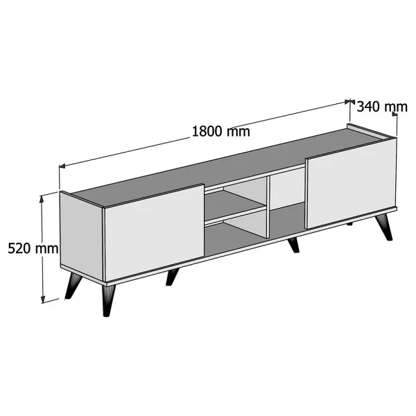 Mezza 1310 Elegante 180 Cm Modern Tasarımlı TV Ünitesi Ceviz Suntalam Malzeme Özellikleri - Görsel 2