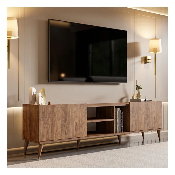 Mezza 1310 Elegante 180 Cm Modern Tasarımlı TV Ünitesi Ceviz Suntalam Malzeme Özellikleri - Görsel 4