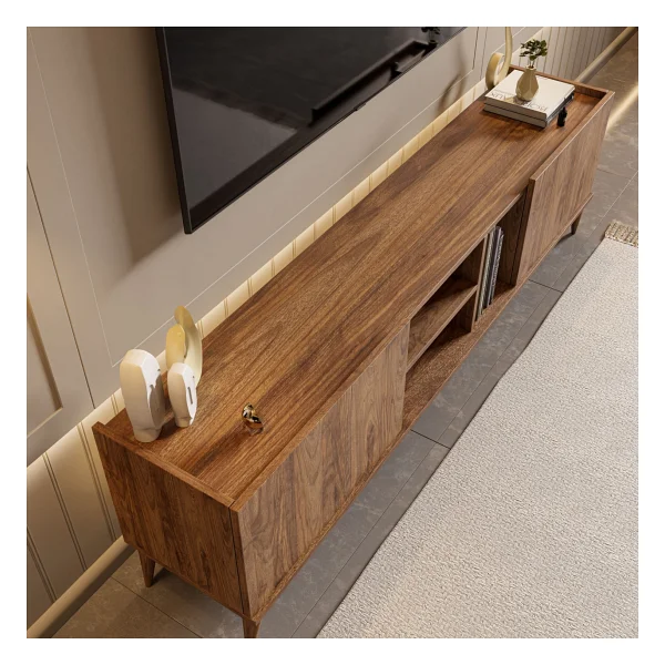 Mezza 1310 Elegante 180 Cm Modern Tasarımlı TV Ünitesi Ceviz Suntalam Malzeme Özellikleri - Görsel 5