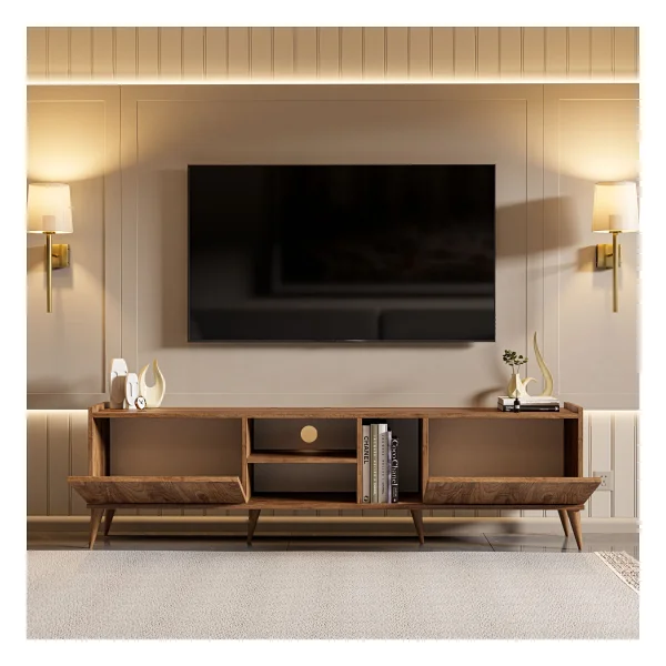 Mezza 1310 Elegante 180 Cm Modern Tasarımlı TV Ünitesi Ceviz Suntalam Malzeme Özellikleri - Görsel 6